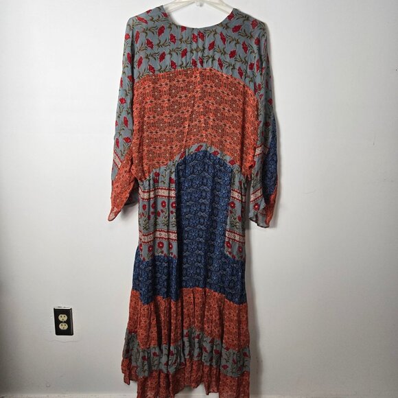 Zara Size M Ruby Dress Multicolored Printed Midi Dress V-Neck Lined Bohemian - Picture 8 of 15